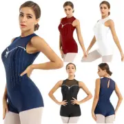 Women's Shiny Jazz Ballet Leotard Gymnastics Bodysuit Unitard Dancewear Costume-