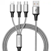 3 In 1 Usb Cable Phone Charge Nylon Braided Universal Charging Data Cord Cables & Adapters
