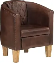 Living Room Chair Tub Chair Light Brown Real Leather