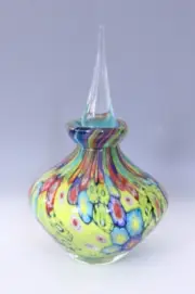 Perfume Bottle with Stopper Millefiori Vanity Dresser Bottle 7" Tall