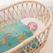Living Textiles - Baby Blanket - 100% Cotton Whimsical Giraffe