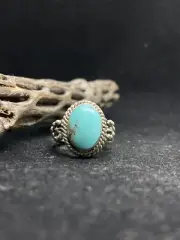 Native American Navajo Timberline turquoise Sterling Silver flower Ring Size 7.5
