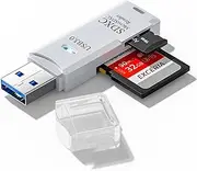 USB 3.0 Micro SD Card Reader, 5Gbps 2-in-1 SD Card Reader to USB Adapter, Memory Card Reader for SDXC, SDHC, MMC, RS-MMC, Micro SDXC, Micro SD, Micro SDHC and UHS-I Cards (1Pack White)