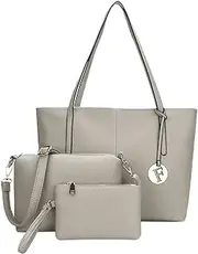 [Santimon] Women Tote-Bag Set Zipper Crossbody Shoulder 3pcs Top-Handle Handbag Purse Travel Business 13 x 5 x 10Inches