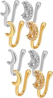 [VALICLUD] Moon Nose Decorative Nose Ring Faux Nose Ring African Nose Cuff Non Piercing Nose Rings Nose Rings Faux Fake Nose Hoop Ear Septum Rings Hoop Fake Nose Rings Alloy