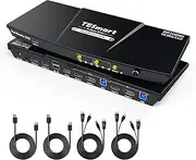 TESmart KVM Switch 2 Monitors 2 Computers DisplayPort HDMI 4K@60Hz, Dual Monitor KVM Switch 2 Port Extended Display, EDID Emulators |USB 3.0 | Headset, Hotkey Switch, Button Switch with Input Cables
