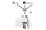 Atdec AWMS-2-D40 Dual 690mm Dynamic Monitor Arms + 400mm Post / 8kg (17.6lb) Flat and Curved Screens + Heavy-Duty F Clamp Desk Fixing, Silver