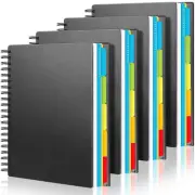Yeaqee 4 Pack 5 Subject Notebook College Ruled, 400 Pages (200 Sheets) 5 Subject