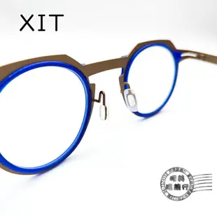 ◆明美鐘錶眼鏡◆ XIT eyewear C024 008 圓形撞色(藍色X棕色)手工鏡框/光學鏡框