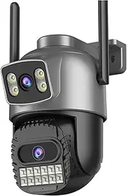 15MP 8K Three Lens WiFi Camera PTZ 180° Wide Angle Outdoor Surveillance Camera Waterproof CCTV Home Security Protection(A/U,10MP Add 128G Card)