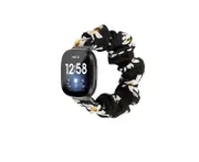 Printed elastic strap Compatible with Scrunchies Apple Watch Bands 44mm for iWatch series SE/6/5/4/3/2/1 -Black flowers