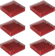 Coshar 6 Pieces 40 x 40 x 11mm Heatsink Kit Aluminum Square Heatsink Cooling Fin Cooler Accessories (Red)
