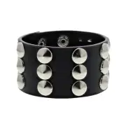 Zac's Alter Ego 3 Row Conical Studded PU Faux Leather Bracelet