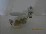 Vintage Liette Int'l Porcelain Grapes & Leaves Wine Bottle Holder & Cork Holder