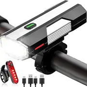 Bike Lights, 6+4 Modes Rechargeable Type-C Bike Light for Night Riding, Anti-Dazzle High Lumen LED Bike Lights Front and Rear, Bicycle Light Set Front and Back for Kids, Cycling, Biking, Road