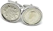 [OCC Old Coin Cufflinks] Premium 1933 Lucky sixpence cufflinks for a 89th Birthday cufflinks HT, Small, Silver Plated, Other Clasp Type