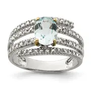Sterling Silver u0026 14K Sky Blue Topaz and Diamond Ring