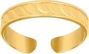 [JewelryWeb] Yellow Gold Womens Textured Leaf toe ring 3mm Long