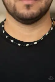 NEW Paparazzi Mens chain ROCKIN ROCKSLIDE black cording stone beads