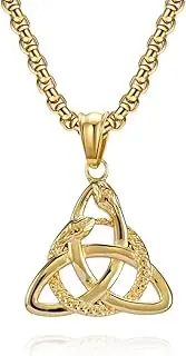 [UMtrade] Men Women Stainless Steel Celtic Interwoven Snakes Triquetra or Trinity Knot Necklace Thanksgiving Jewelry