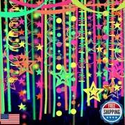 508ft UV Neon Paper Garland Crepe Streamers Glow in The Dark Party Supplies G