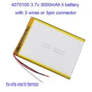 3.7V 11.1Wh 3000mAh Li Battery 4070100 NTC 3-Wires Thermistor JST 3pin Connector