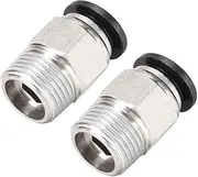 uxcell Straight Pneumatic Push to Quick Connect Fittings 3/8NPT Male X 10mm Tube OD Silver Tone 2pcs