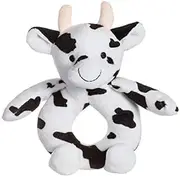 Apricot Lamb Baby Cow Soft Rattle Toy, Plush Stuffed Animal for Newborn Soft Hand Grip Shaker Over 0 Months (Cow, 6 Inches)