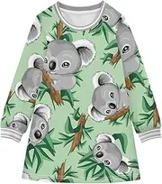 [GAIGEO] Holiday Dress Girls Cute Bees Grid Yellow, Winter Soft Dresses for Girls 2T for Leisure, Travel, Cute Koalas Green, 7-8 Years