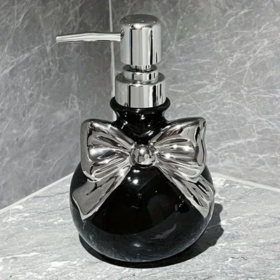 Ceramic Bow Soap Dispenser 350Ml Refillable Pump Bottle Liquid Soap Dispenser Ba
