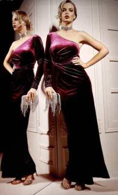 GUESS BY MARCIANO VELVET ONE-SHOULDER GOWN Size S