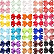 40Piecse Boutique Grosgrain Ribbon Pinwheel 3" Hair Bows Alligator Clips For Babies Toddlers Teens Gifts In Pairs