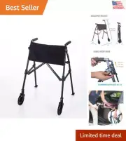 Compact Fold-N-Go Walker - Lightweight Rolling Walker with Wheels and Ski Glides
