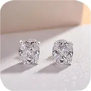 [ZDIFDIC] Classic Sparkly Square CZ Cubic Zirconia Simulated Diamond Simple Stud Earrings 925 Sterling Silver Princess Cut Clear Delicate Studs Earrings for Women and Men Jewelry Gifts
