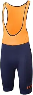 [LE COL] Men's Sport Bib Shorts II | Padded Chamois Cycling Shorts with Gel Inserts | Navy/Saffron | S - XL