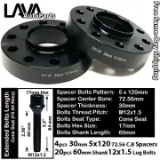 4PC 30MM THICK 5X120 72.56MM C.B WHEEL SPACER + 60MM 12X1.5 BOLT FIT BMW MODEL (for: BMW)