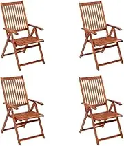 Folding Acacia Wood Patio Dining Chairs, Set of 4, Adjustable for Outdoor Garden & Deck Seating
