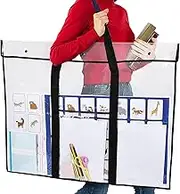 Bulletin Board Storage Bag - Large Waterproof Art Poster Bag Clear,Artwork Storage Organizer, Bulletin Board Holder with Handle & Pocket for Teachers Classroom Organization