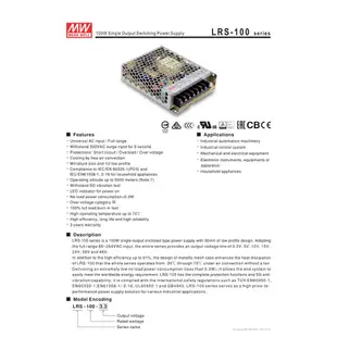 明緯 MW(MEAN WELL) 電源供應器 LRS-100-36 36V 2.8A-HM工業自動化