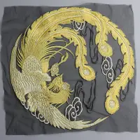 在飛比找蝦皮商城精選優惠-【哈狼族】服飾輔料/刺繡布貼/EMc/金線盤鳳31cm金鳳圓