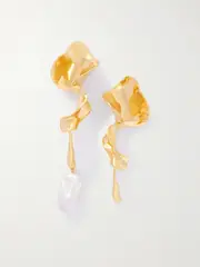[KHAITE] KHAITE - Tidal Gold-plated Faux Pearl Earrings - White - One size One size White