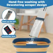 Mop and Foldable Bucket Set Microfiber Mop Hands-Free Flat Floor Mop with tyVok