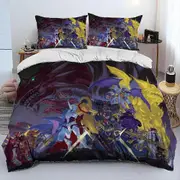 v1083 Bed Sheets Digimon Adventure Monster Cartoon Comforter Bedding Set,Duvet Cover Bed Set Quilt Cover Pillowcase,king Queen Size Bedding Set 3-Piec