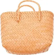 [TINEASUR] Woven Beach Handbags Retro Inspired Rattan Tote Bag for Travel Everyday Use Durable Plastic Construction Ample Space for Essentials Stylish present Option