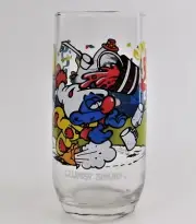 Clumsy Smurfs Drinking Glass Tumbler Wallace Berrie 1983 Peyo Vintage