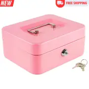 Medium Cash Box with Money Tray,Small Safe Lock Box with Key, Drawer