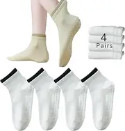 [XIUYANG] 4 Pairs Pilates Grip Socks Non Slip Socks,Yoga Socks for Women,Athletic Socks for Pilates,Workout,Hospital