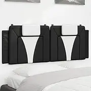Viana Black & White 137cm Double Faux Leather Headboard Cushion, Wall Mounted Back Support for Bed Frame