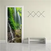 Door Stickers Self-Adhesive Landscape Waterfall Art Door Sticker Home Decoration Door Cover Mural Porch Wallpaper Poster(90x200cm)