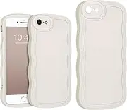 Lyvixora Case for iPhone SE 2022 3rd Gen/SE 2020 2nd Gen/8/7 4.7-Inch, Curly Wave Frame Soft TPU Silicone Gel Rubber Phone Cover, Slim Bumper Shockproof Anti-Slip Protective Case for Women, White